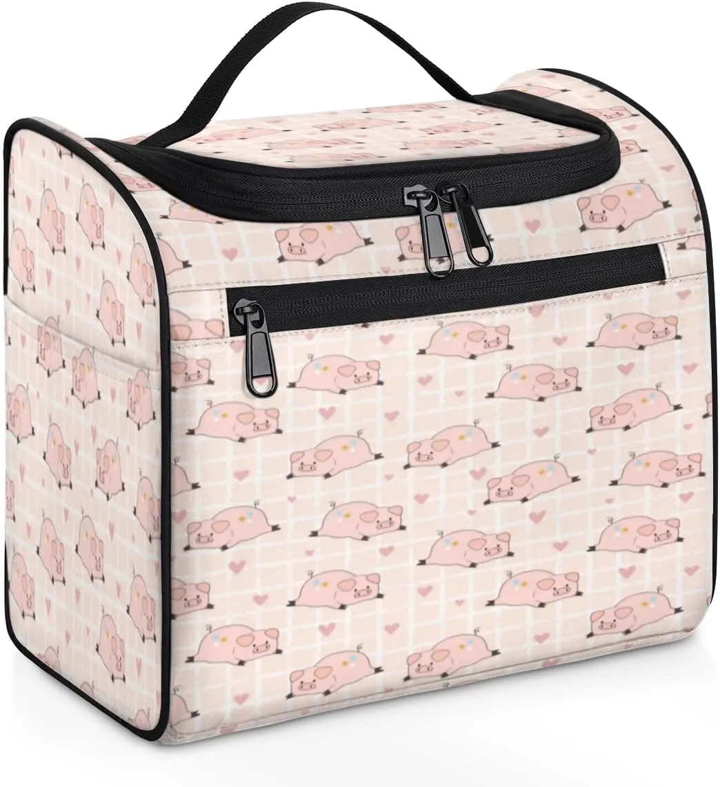 Hanging Toiletry Bags for Traveling Women Pig Cute Pink Travel Toiletry Bag for Men Large Dopp Kit Travel Cosmetic Makeup Organizer Shower Bathroom Bag