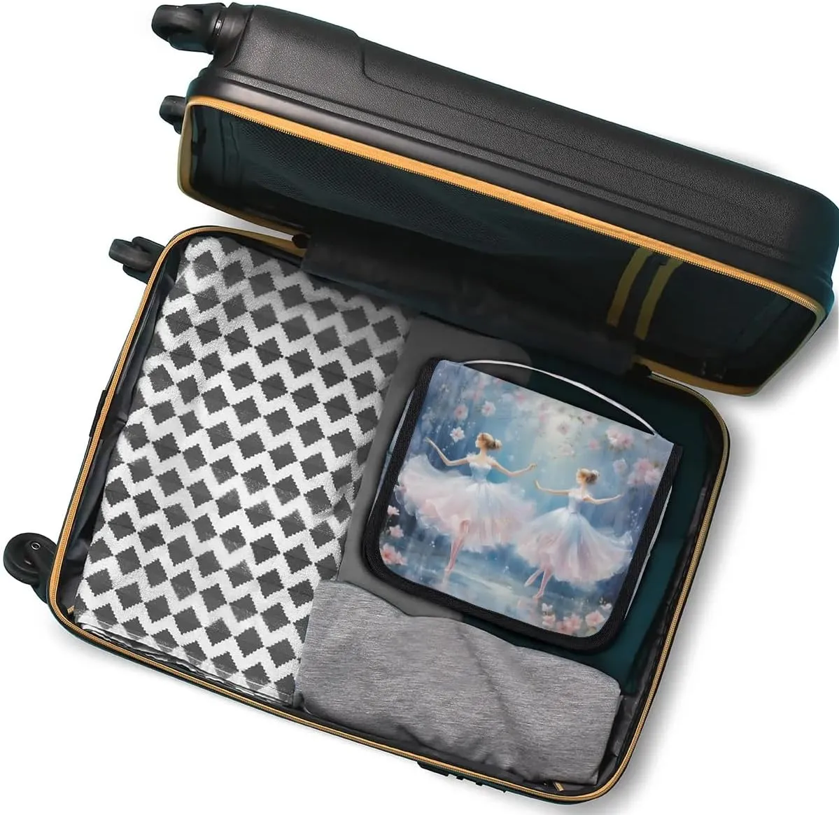 Hanging Travel Toiletry Bag Ballet Flowers Toiletry Bags with Hanging Hook Portable Cosmetic Bag Makeup Organizer for Travel Business Trip
