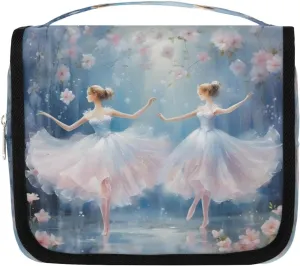 Hanging Travel Toiletry Bag Ballet Flowers Toiletry Bags with Hanging Hook Portable Cosmetic Bag Makeup Organizer for Travel Business Trip