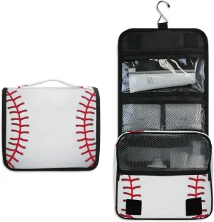 Hanging Travel Toiletry Bag Baseball Pattern Portable Makeup Organizer Cosmetic Bag Toiletry Kit for Women & Man