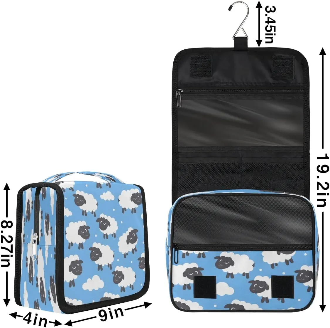 Hanging Travel Toiletry Bag Cartoon Sheep Toiletry Bags with Hanging Hook Portable Cosmetic Bag Makeup Organizer for Travel Business Trip