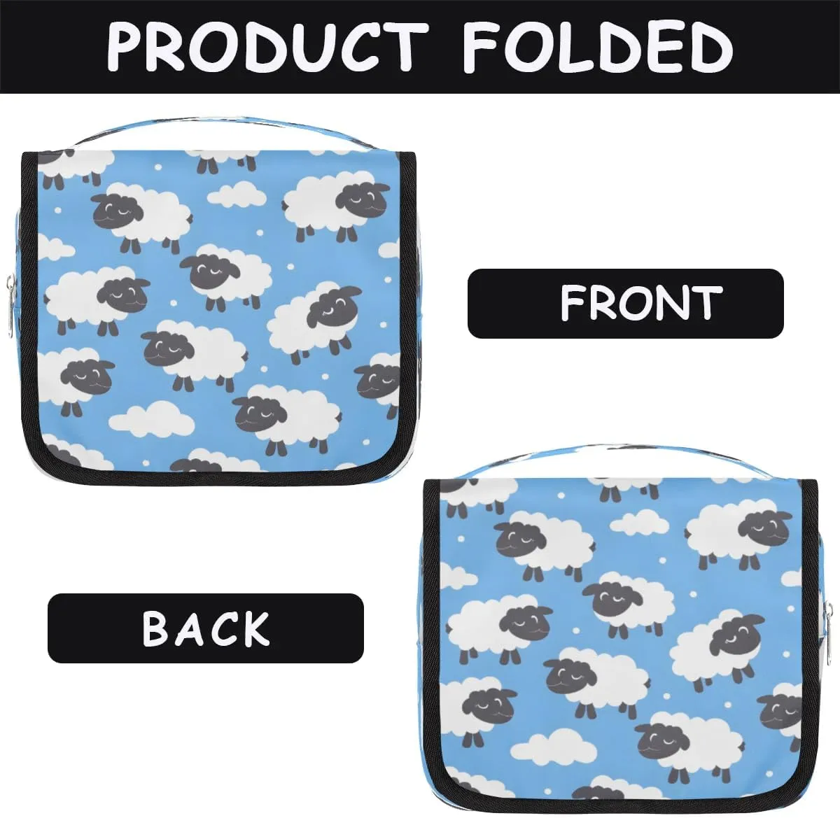 Hanging Travel Toiletry Bag Cartoon Sheep Toiletry Bags with Hanging Hook Portable Cosmetic Bag Makeup Organizer for Travel Business Trip