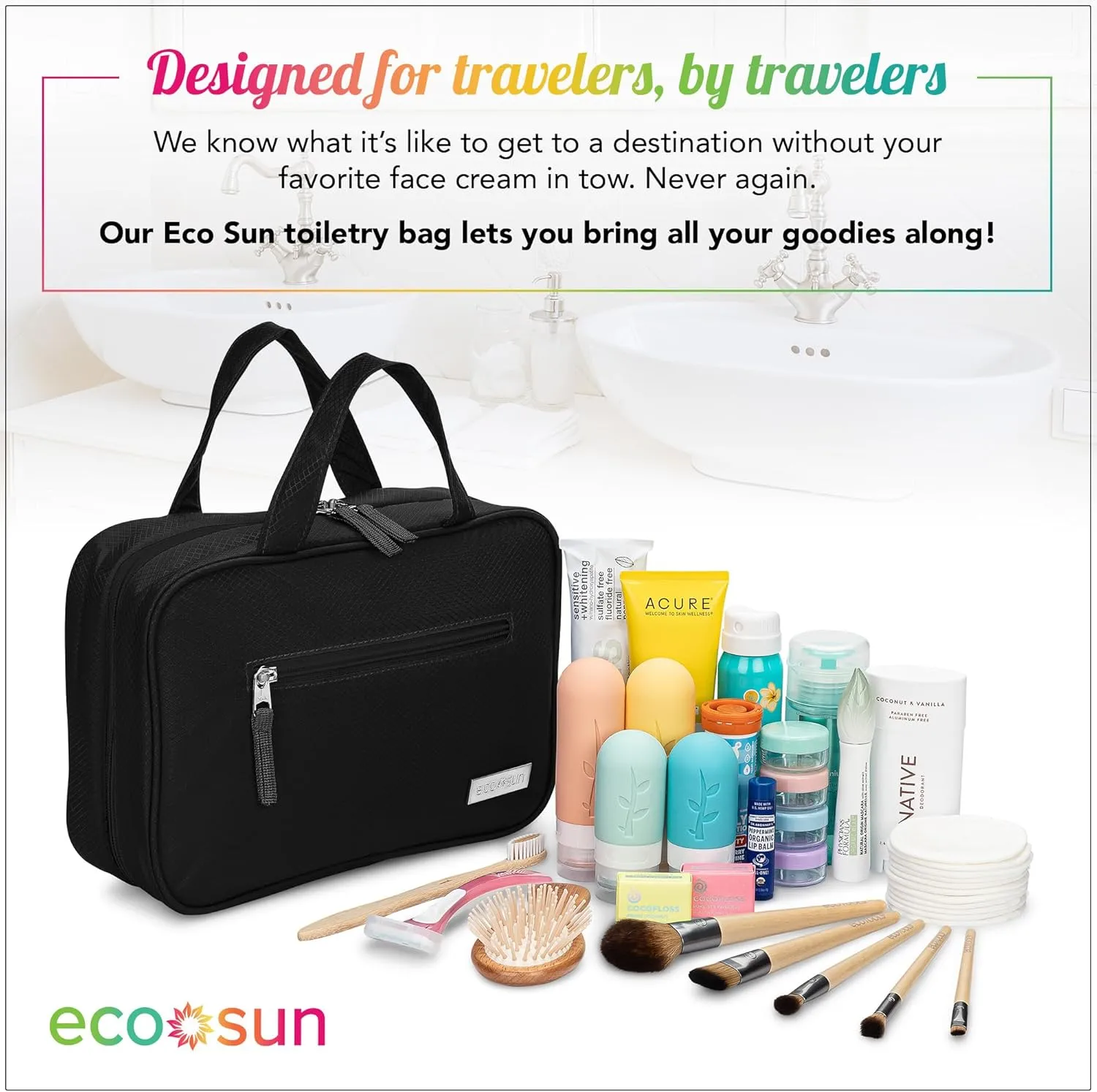 Hanging Travel Toiletry Bag — Designed in Hawaii — Water-resistant Travel Organizer for Bathroom Accessories