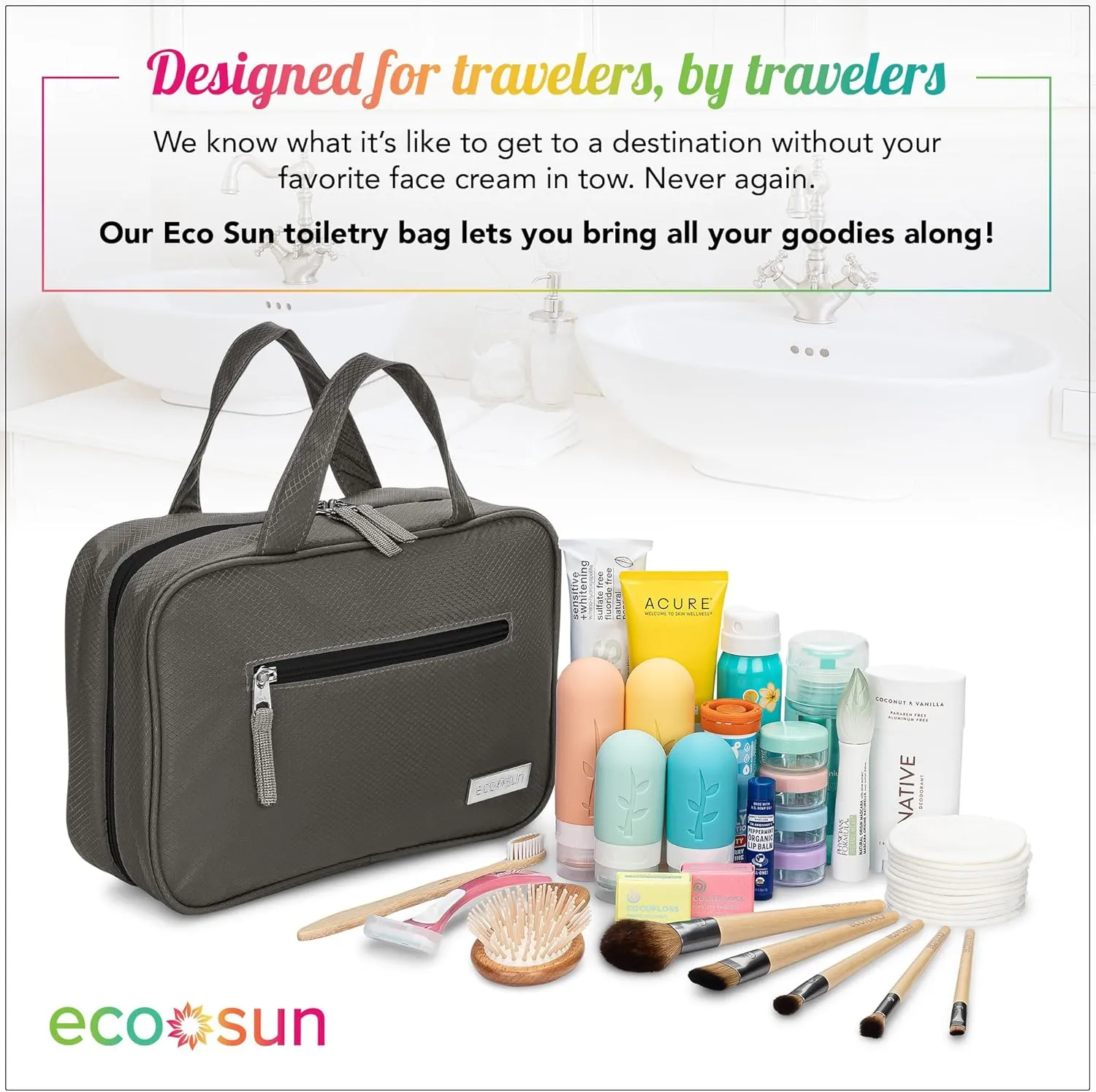 Hanging Travel Toiletry Bag — Designed in Hawaii — Water-resistant Travel Organizer for Bathroom Accessories