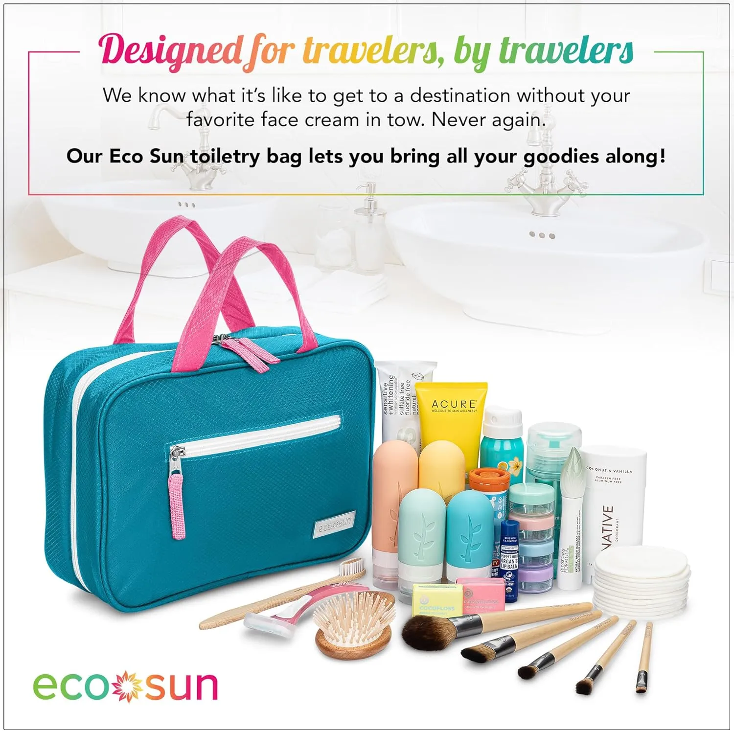 Hanging Travel Toiletry Bag — Designed in Hawaii — Water-resistant Travel Organizer for Bathroom Accessories
