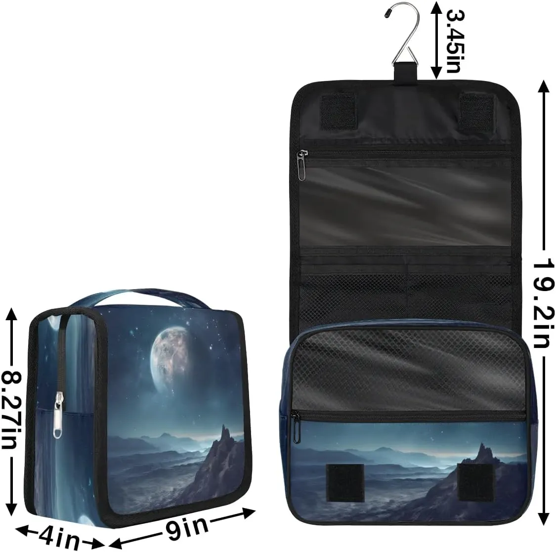 Hanging Travel Toiletry Bag Distant Planet Toiletry Bags with Hanging Hook Portable Cosmetic Bag Makeup Organizer for Travel Business Trip