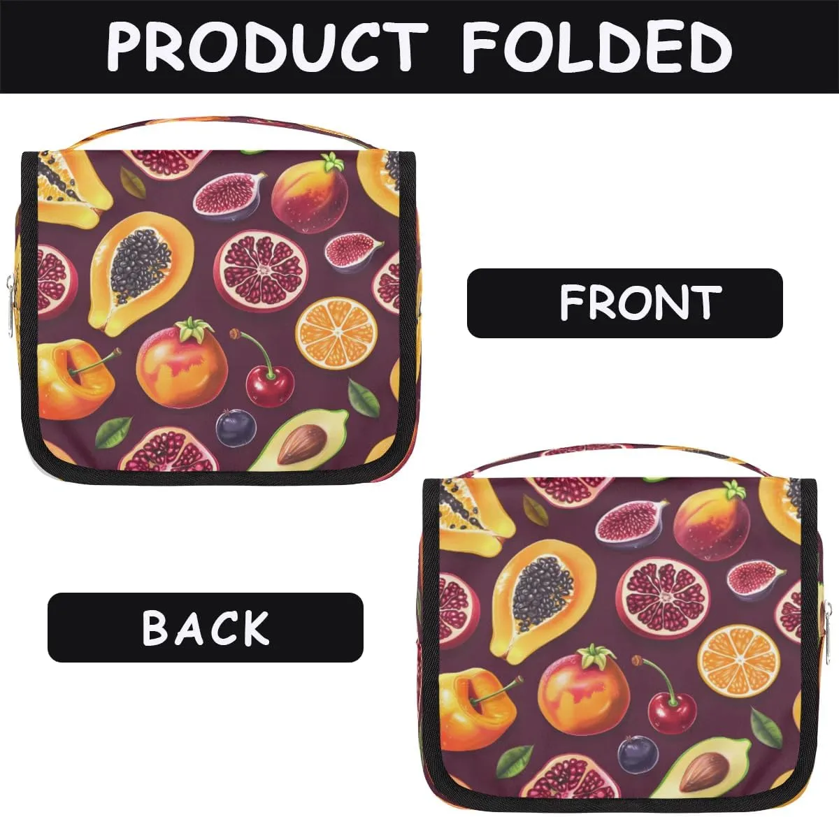 Hanging Travel Toiletry Bag Fruits Pomegranate Toiletry Bags with Hanging Hook Portable Cosmetic Bag Makeup Organizer for Travel Business Trip