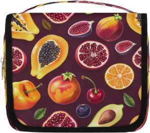 Hanging Travel Toiletry Bag Fruits Pomegranate Toiletry Bags with Hanging Hook Portable Cosmetic Bag Makeup Organizer for Travel Business Trip