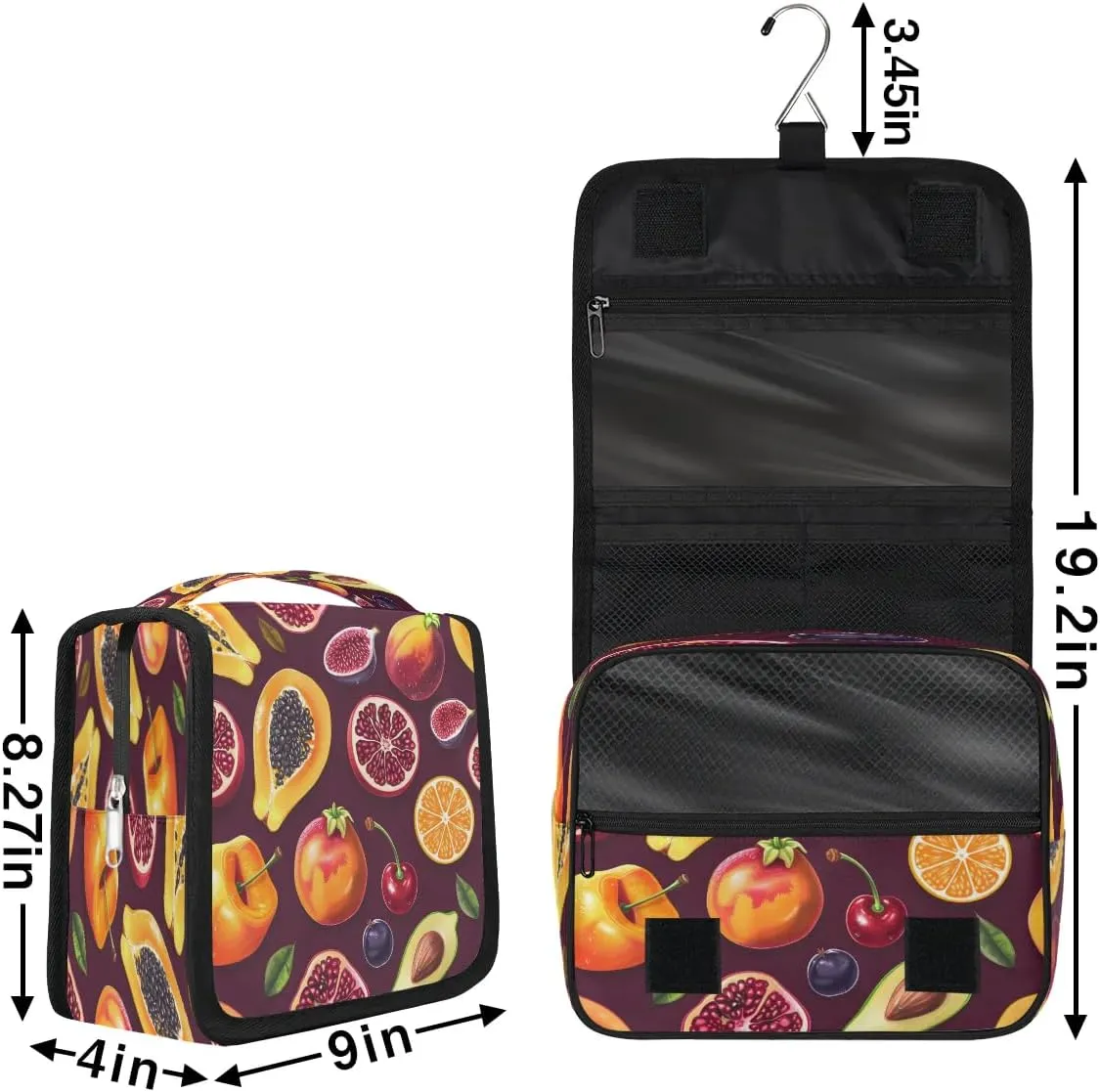 Hanging Travel Toiletry Bag Fruits Pomegranate Toiletry Bags with Hanging Hook Portable Cosmetic Bag Makeup Organizer for Travel Business Trip