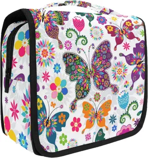 Hanging Travel Toiletry Bag Kit Makeup Case Cosmetics Organizer for Men Women Colorful Butterfly…
