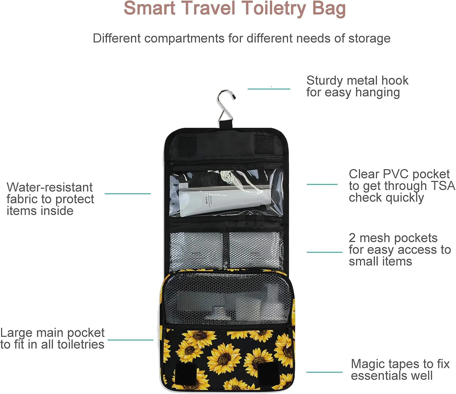 Hanging Travel Toiletry Bag Kit Makeup Case Cosmetics Organizer for Men Women