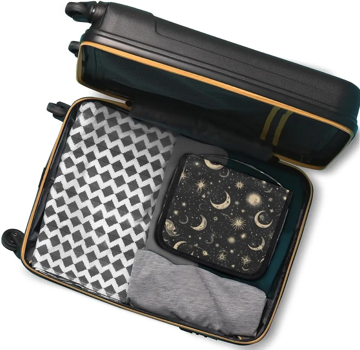 Hanging Travel Toiletry Bag Moon Stars Toiletry Bags with Hanging Hook Portable Cosmetic Bag Makeup Organizer for Travel Business Trip