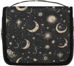 Hanging Travel Toiletry Bag Moon Stars Toiletry Bags with Hanging Hook Portable Cosmetic Bag Makeup Organizer for Travel Business Trip