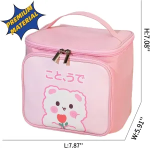Hanging Travel Toiletry Bag with Spacious Compartments,Cute Cartoon Large Waterproof Portable Makeup Bag for Women (pink)