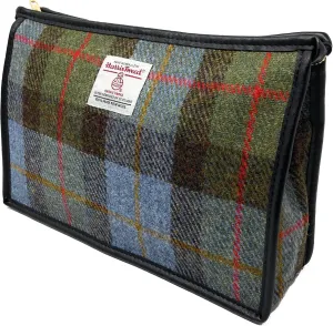 Harris Tweed Toiletries Wash Bag in MacLeod Tartan, Blue and Green, Blue and Green, Toiletry Washbag
