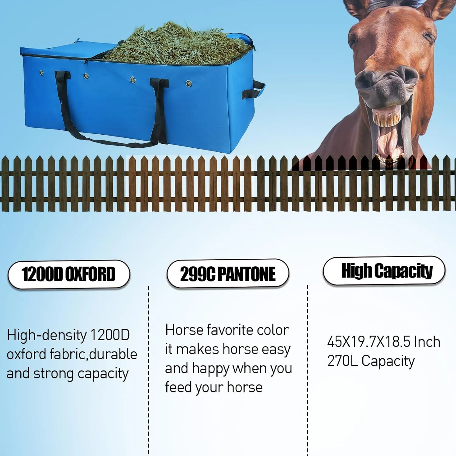 Hay Bale Storage Bag,Heavy Duty 1200D Oxford Fabric Hay Bale Bag Extra Large Hay Bag for Hay Transport and Storage，45x19.7x18.5 Inch