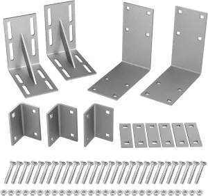 Heavy-Duty 90° Corner Dock Hardware Kit, Heavy Duty Boat Dock Steel Hardware Kits, Galvanized, Floating Dock Backer Plate, Inside Corner, 1/2" Holess with Carriage Bolts, Thickness 6mm