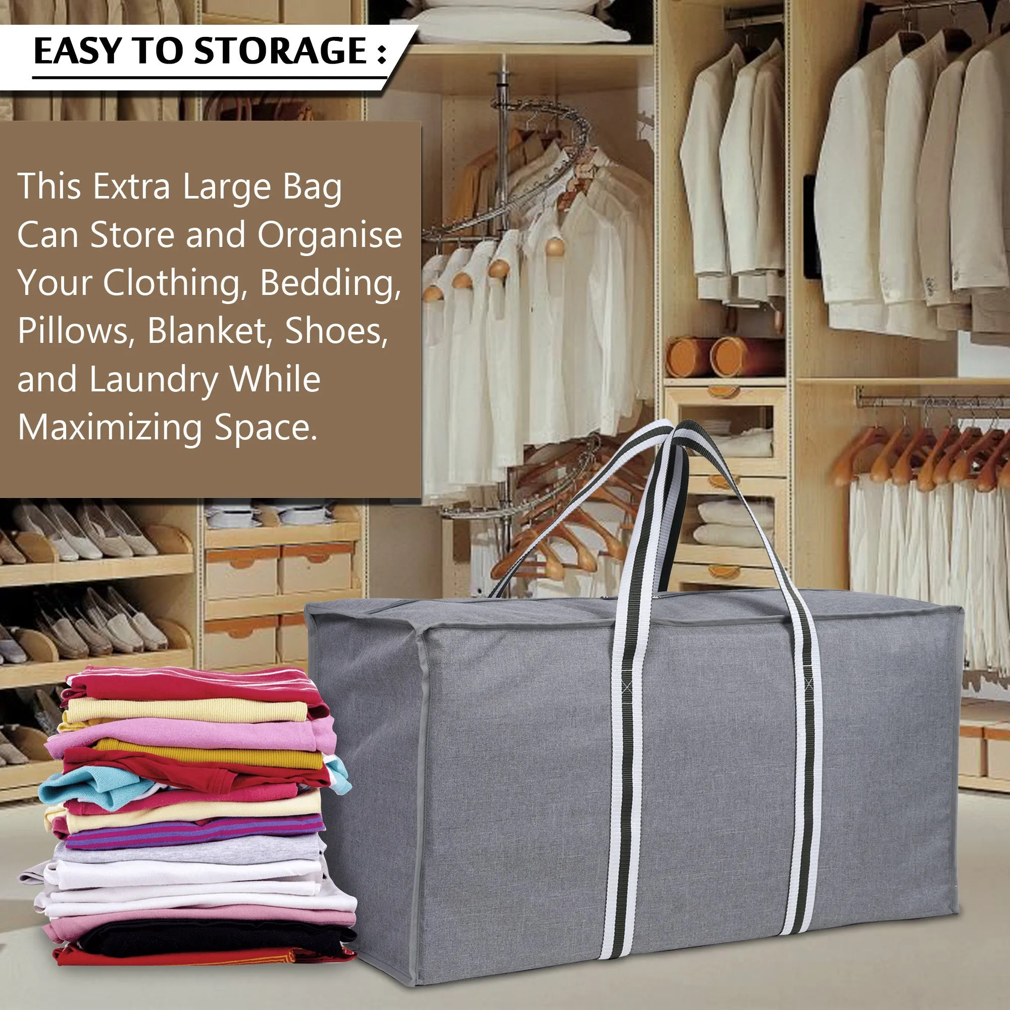 Heavy Duty Extra Large Storage Bag Blanket Clothes Organizer- Double R Bags