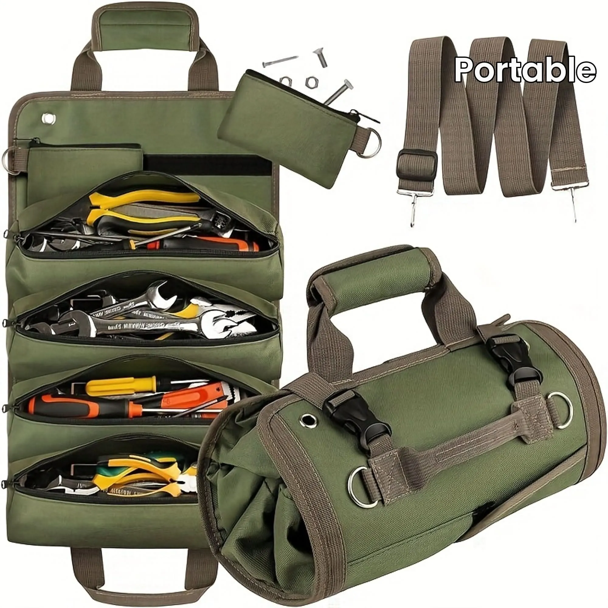 Heavy Duty Roll-Up Tool Bag with Pouches