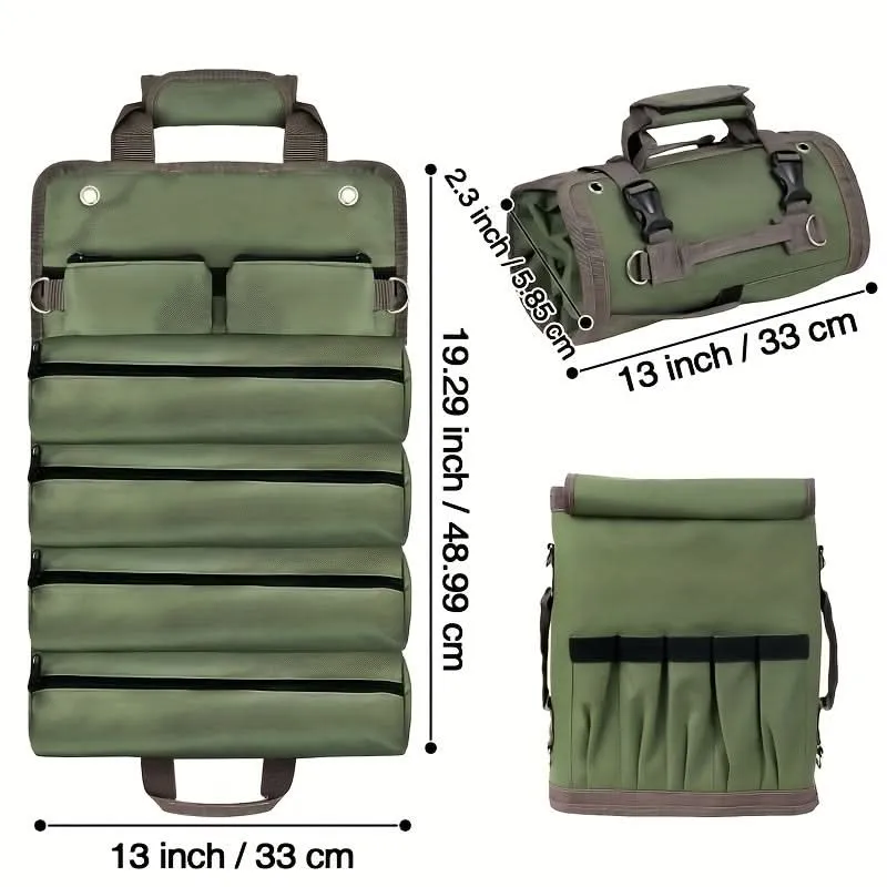 Heavy Duty Roll-Up Tool Bag with Pouches