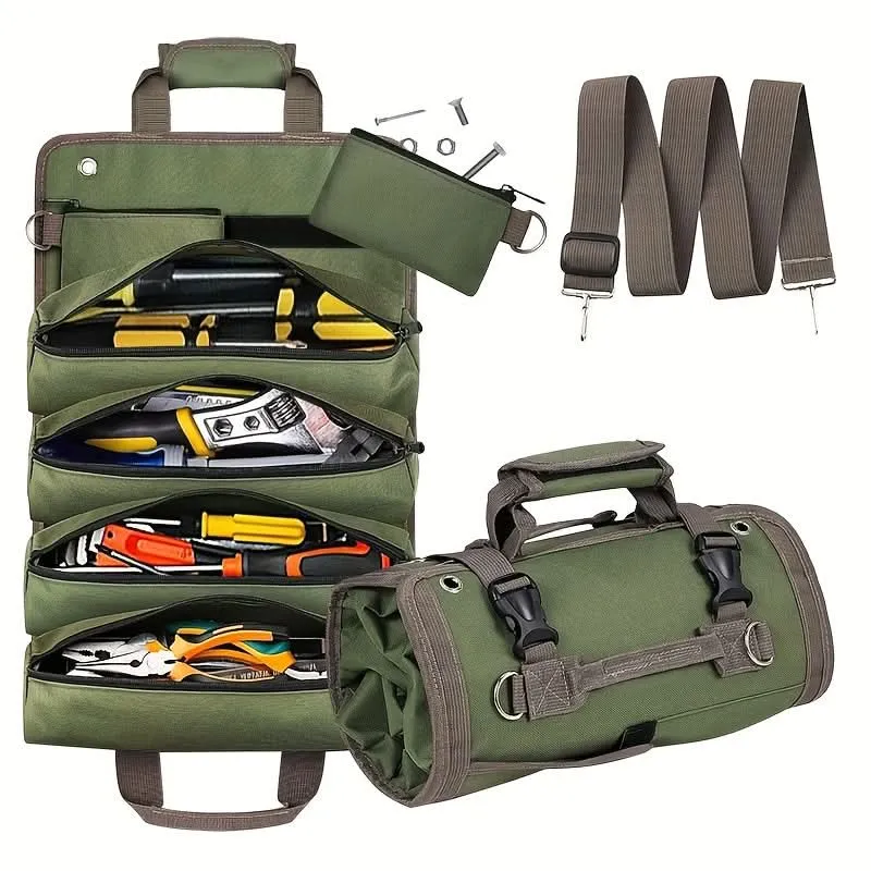 Heavy Duty Roll-Up Tool Bag with Pouches