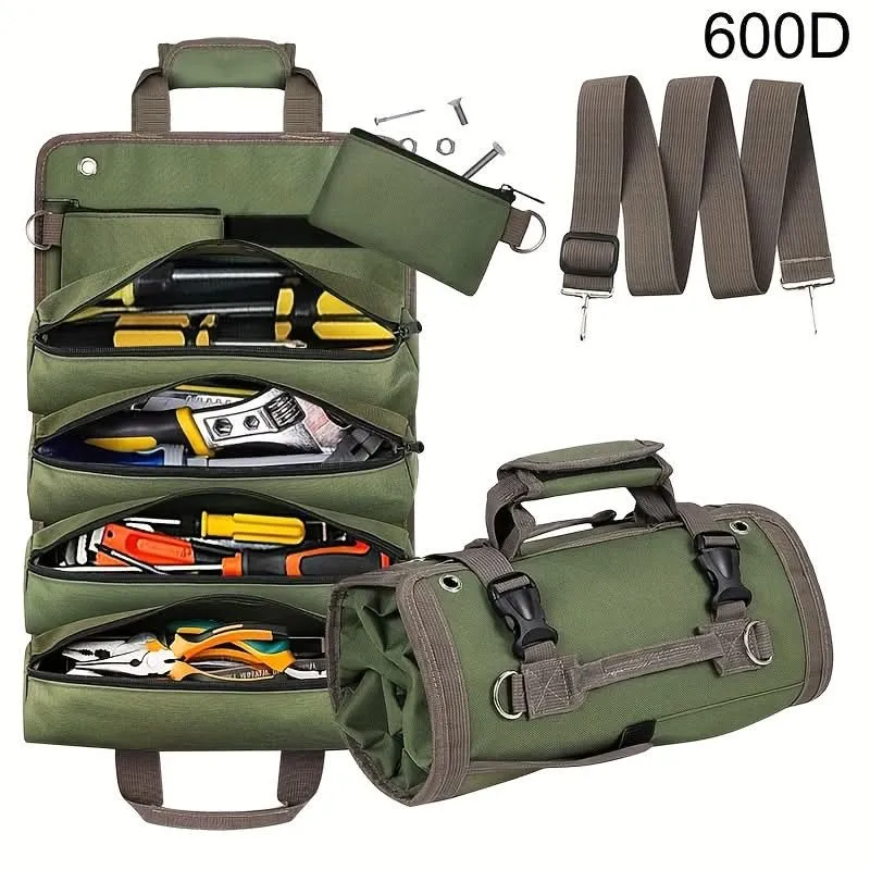 Heavy Duty Roll-Up Tool Bag with Pouches