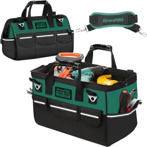 Heavy Duty Tool Bag for Men, 18 Inch Wide Mouth Tool Bags Organizer, Soft Handle Toolbox Storage, Large Zipper Electrician Tool Bag
