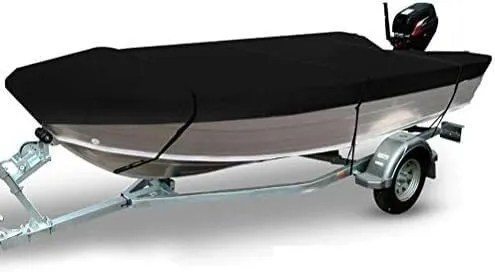Heavy Duty Waterproof Boat Cover for Yachts Yachts, All Weather Outdoor, 420D Oxford Cloth, Black Fish Ski V-Hull Cover Bag(21-24ft)