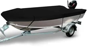 Heavy Duty Waterproof Boat Cover for Yachts Yachts, All Weather Outdoor, 420D Oxford Cloth, Black Fish Ski V-Hull Cover Bag(21-24ft)