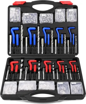Helicoil Thread Repair Tool Kit: 320-Piece Metric SAE Heli Coil Rethreading Insert Drill Bits Spark Plug Automotive Engine Motor Stud Bolt Tap Universal Threaded Restorer Restoring Rethread