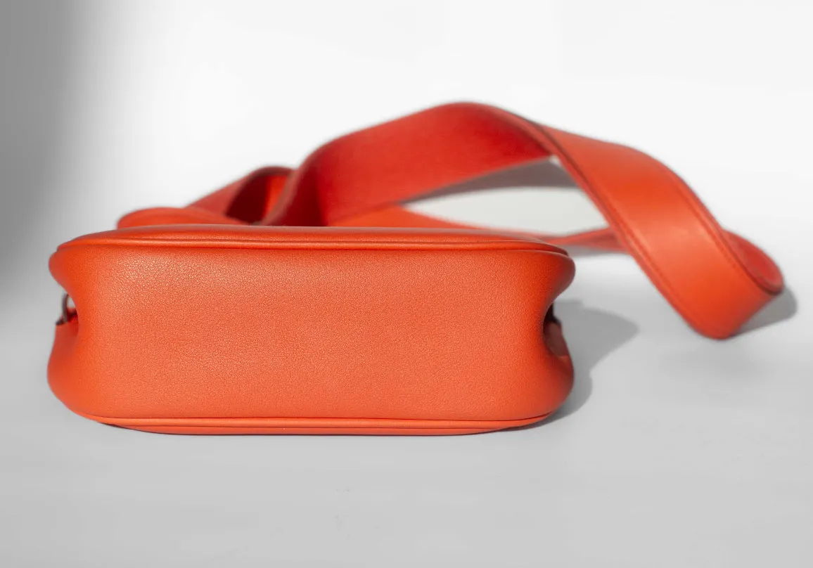 HERMÈS - BERLINE CROSSBODY BAG ORANGE LEATHER & SUEDE RUTHÉNIUM HARDWARE