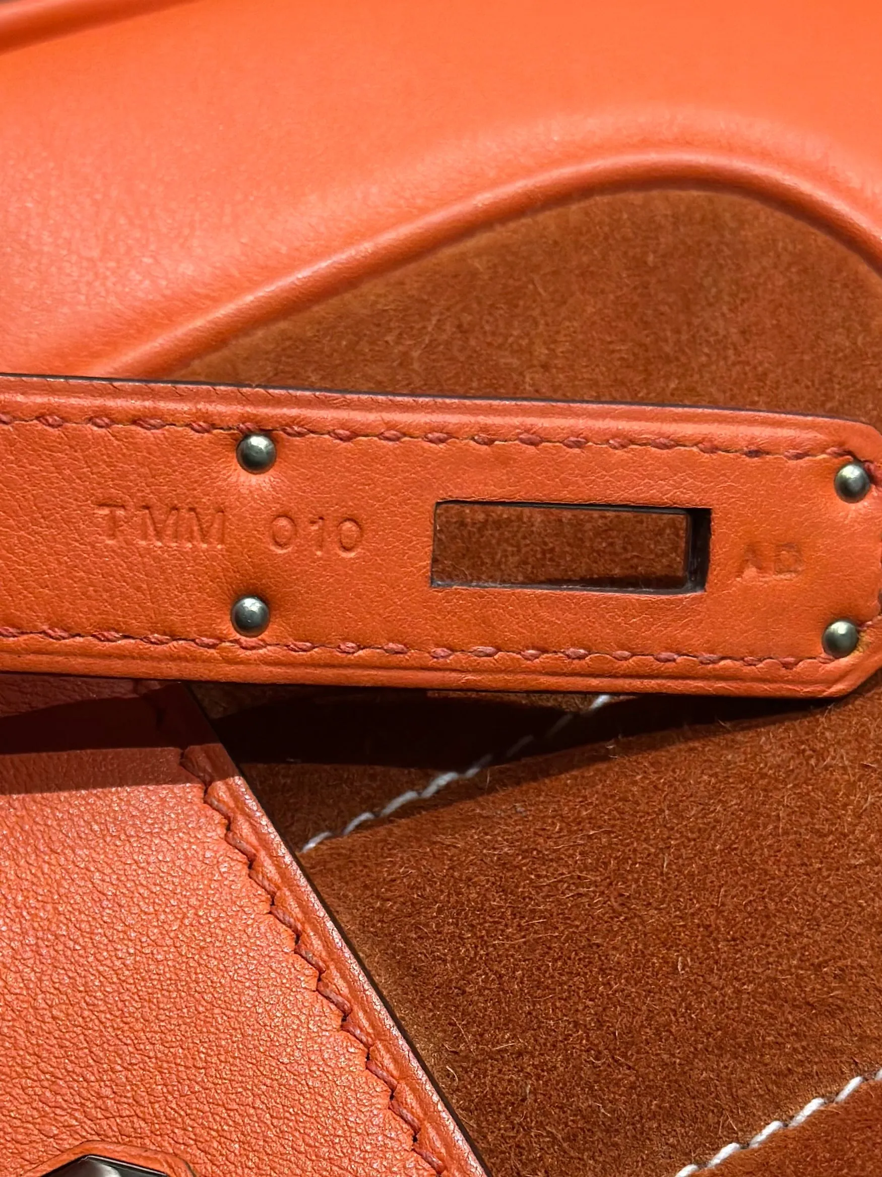 HERMÈS - BERLINE CROSSBODY BAG ORANGE LEATHER & SUEDE RUTHÉNIUM HARDWARE