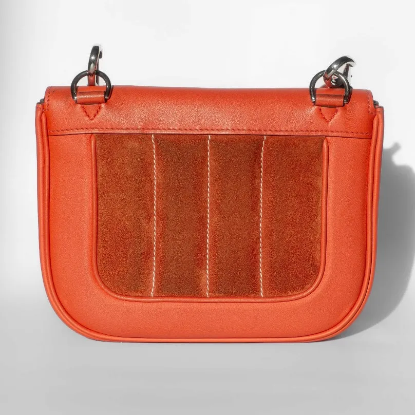 HERMÈS - BERLINE CROSSBODY BAG ORANGE LEATHER & SUEDE RUTHÉNIUM HARDWARE