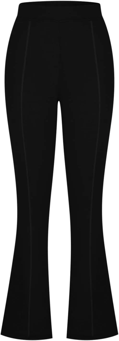 HGps8w Pull On Dress Pants for Women with Pockets, Business Casual High Waisted Stretchy Bootcut/Straight Work Pants