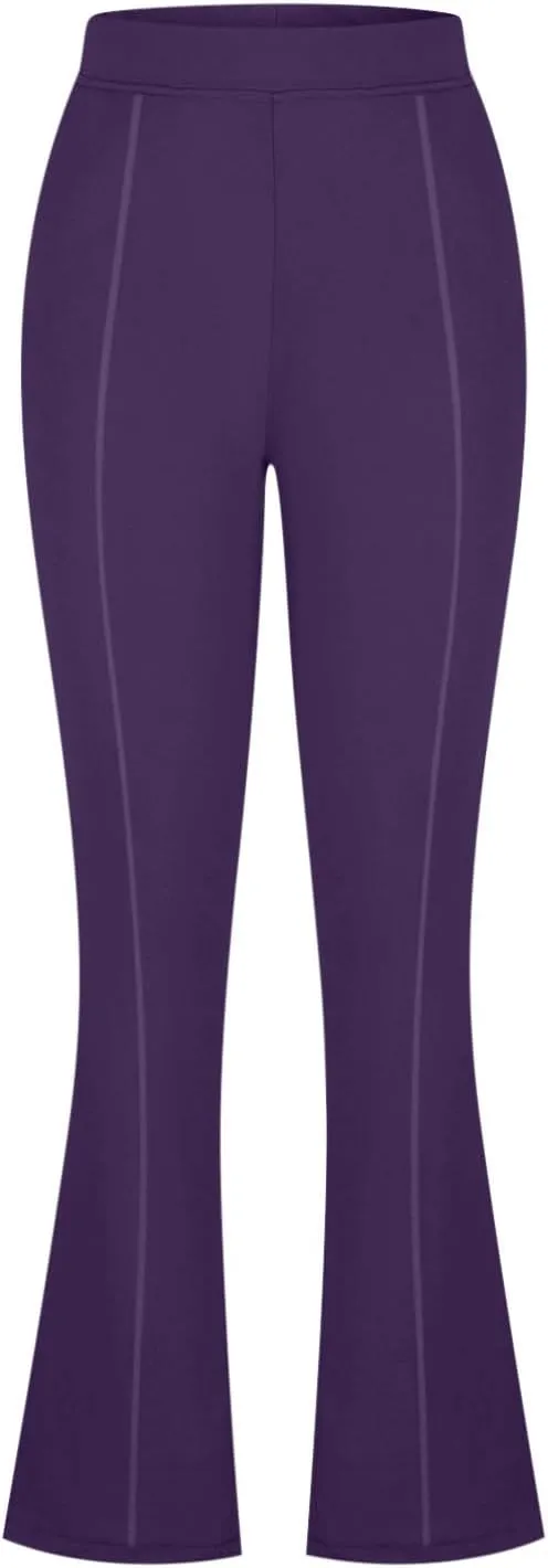 HGps8w Pull On Dress Pants for Women with Pockets, Business Casual High Waisted Stretchy Bootcut/Straight Work Pants