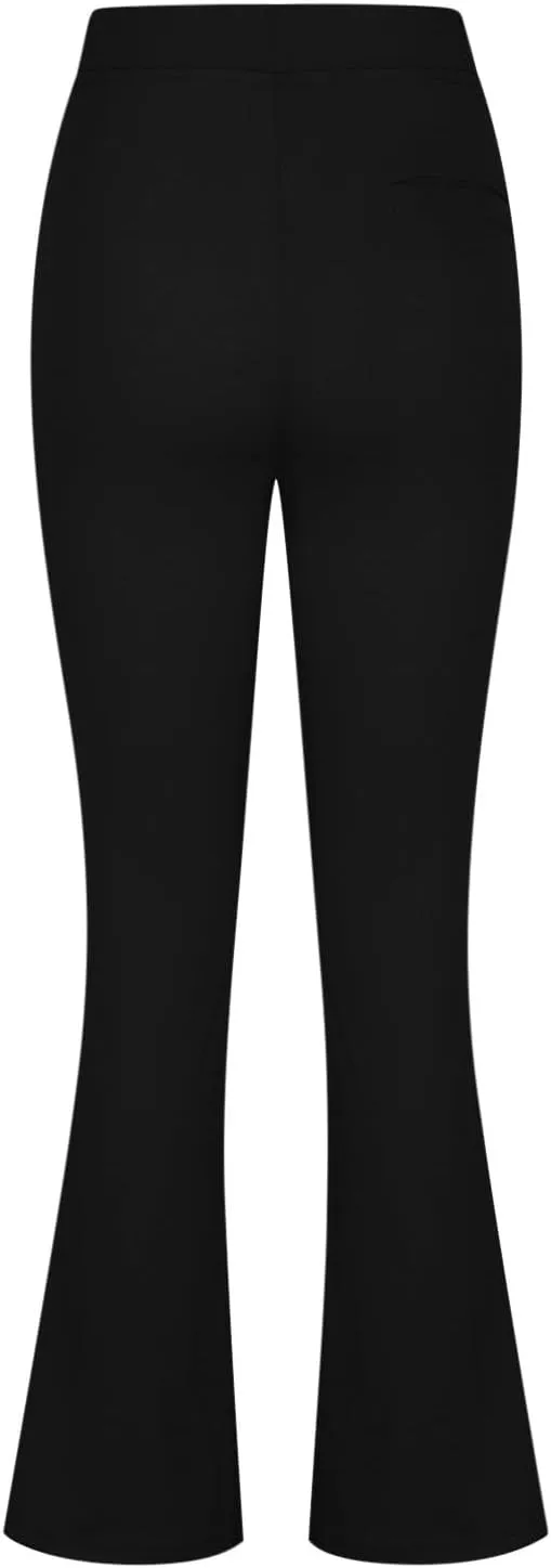 HGps8w Pull On Dress Pants for Women with Pockets, Business Casual High Waisted Stretchy Bootcut/Straight Work Pants