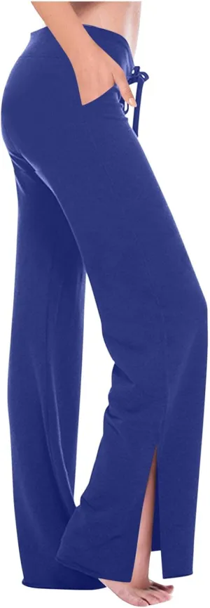 HGps8w Split Hem Flare Leggings for Women Soft Modal High Waisted Casual Bootcut Gym Workout Yoga Pants with Pockets