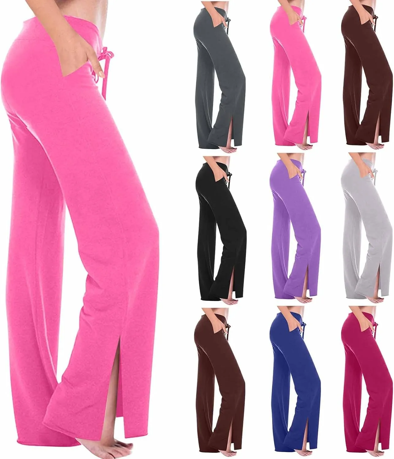 HGps8w Split Hem Flare Leggings for Women Soft Modal High Waisted Casual Bootcut Gym Workout Yoga Pants with Pockets