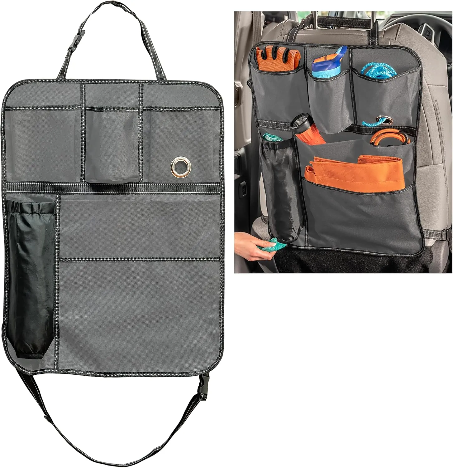 High Road BackPockets Seat Back Organizer - Back of Seat Organizer and Seat Protector with Storage Pockets and Bag Dispensers for Car, SUV, Truck or Van