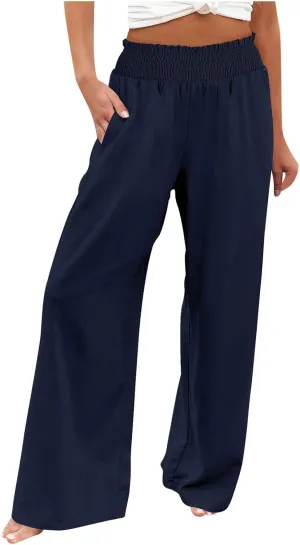 High Waisted Work Pants for Women Womens Stretchy Straight Leg Dress Work Pants Casual Slacks Dress with Pockets