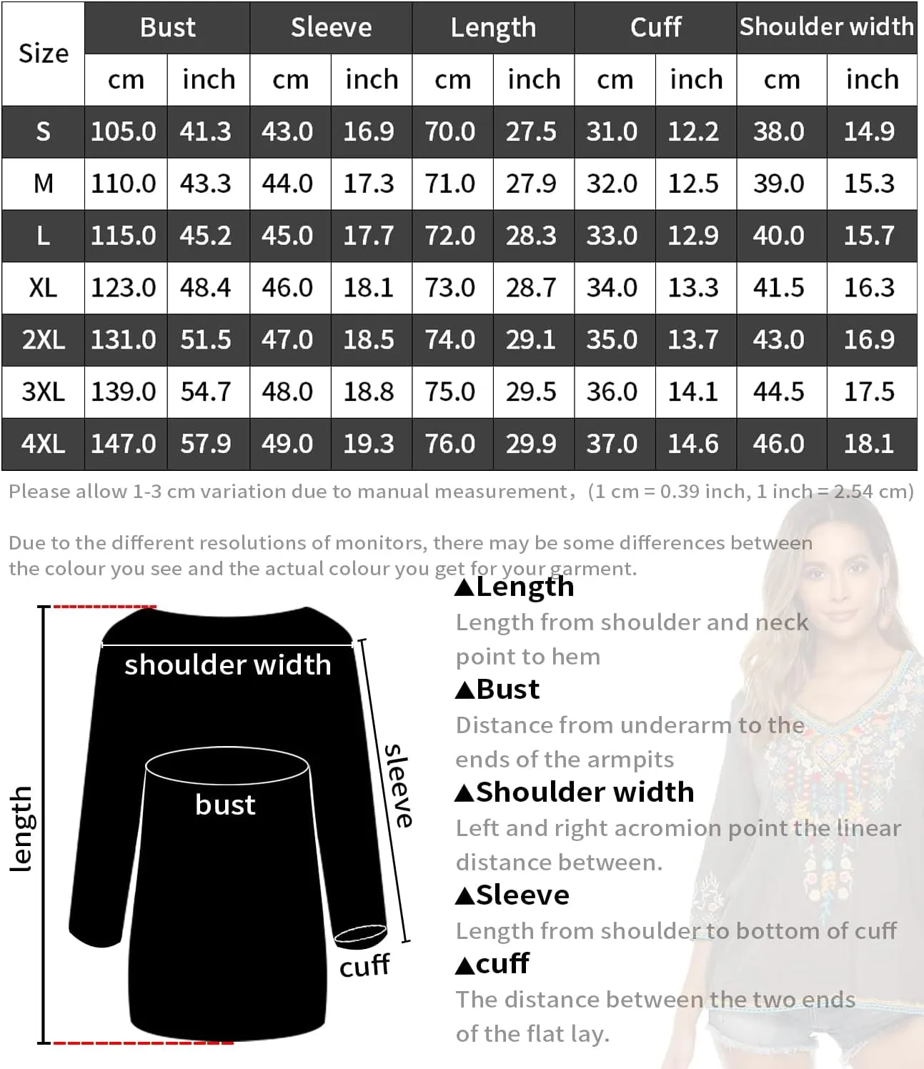 Higustar Mexican Tops for Women Embroidered Shirts Bohemian Hippie Clothes Tunic Fiesta Plus Size Boho Peasant Blouses