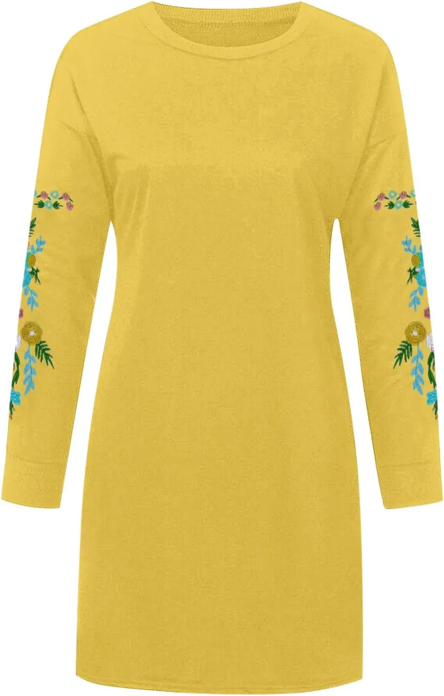 Holiday Party Dresses for Women 2024 Winter Fall Long Sleeve Crewneck Sweatshirt Dress Casual Aztec Ethnic Mini Dress
