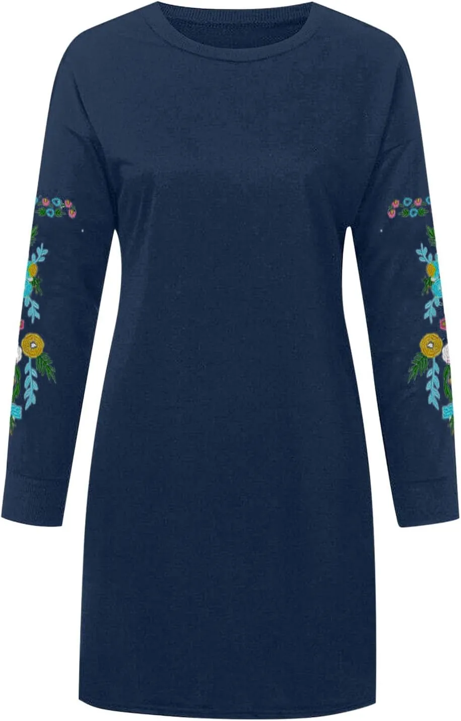 Holiday Party Dresses for Women 2024 Winter Fall Long Sleeve Crewneck Sweatshirt Dress Casual Aztec Ethnic Mini Dress