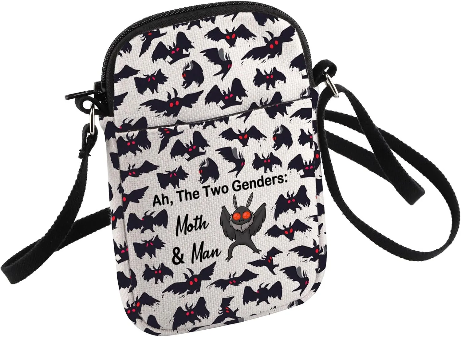 HOLLP Mothman Crossbody Bag Cryptozoology Gift Ah The Two Genders Moth And Man Small Sling Bag Birdman Gift