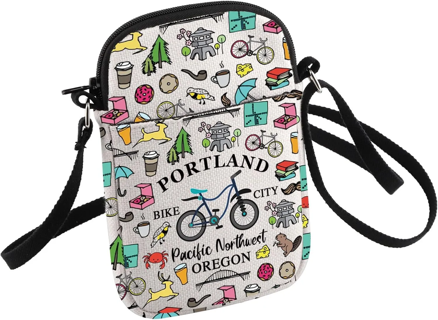 HOLLP Oregon State Crossbody Bag Biking Gift Portland Oregon Travel Small Sling Bag Oregon Souvenir Gift