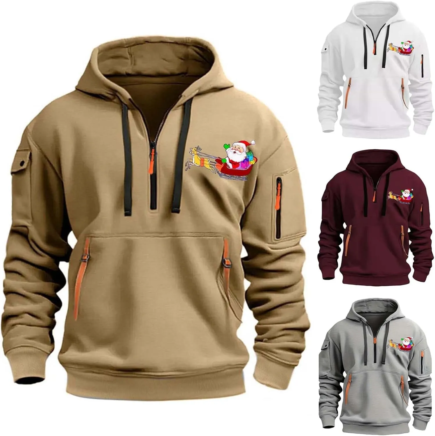 Hoodie for Men,Mens 1/4 Zip Pullover Vintage Graphic Western Hoodies Casual Long Sleeve Country Jackets with Pocket