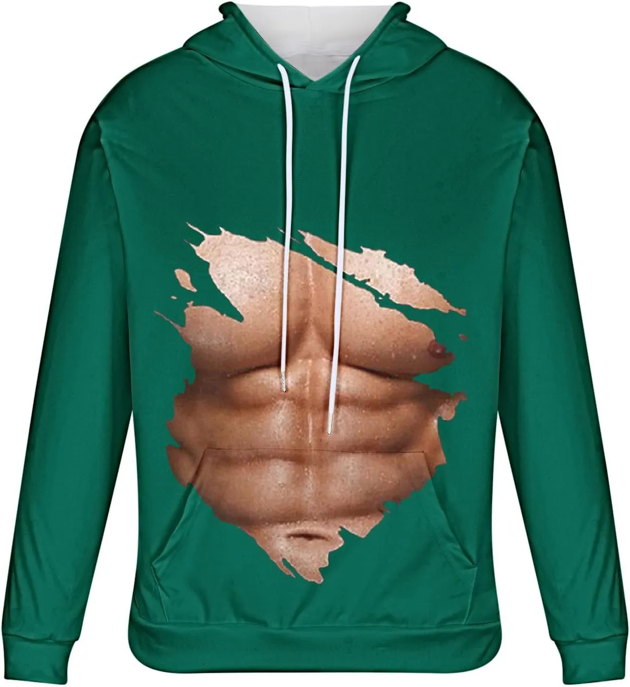 Hoodies for Men Pullover Mens Workout Muscle Print Hooded Sweatshirts Causal Loose Drawstring Long Sleeve Shirts