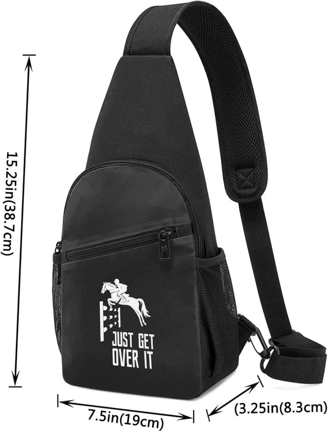 Horse Horseback Riding Jump Just Get Over It Unisex Chest Bag Lightweight Crossbody Shoulder Bag Travel Pocket