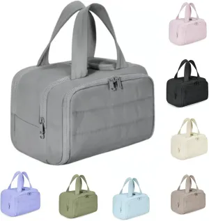 Humidity Travel Cosmetic Bag, Humidityt Large Capacity Wide-Open Travel Cosmetic Bag, 0.6lb Lightweight, For Womentraveling, Essentials Toiletries (Gray)