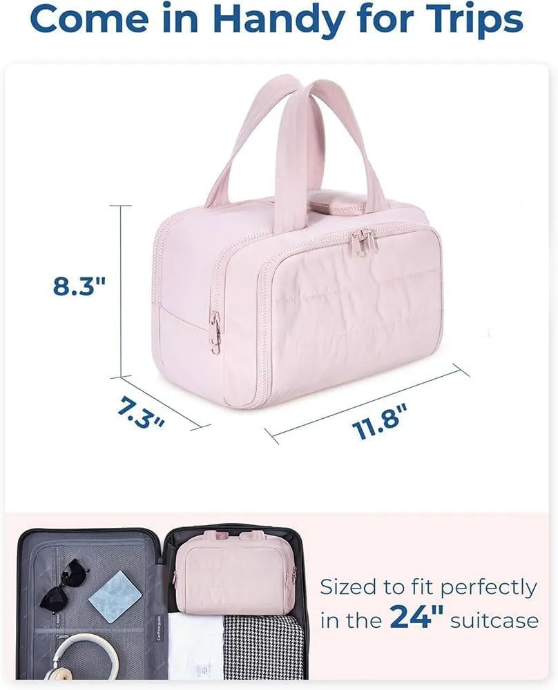 Humidity Travel Cosmetic Bag, Humidityt Large Capacity Wide-Open Travel Cosmetic Bag, 0.6lb Lightweight, For Womentraveling, Essentials Toiletries (Gray)